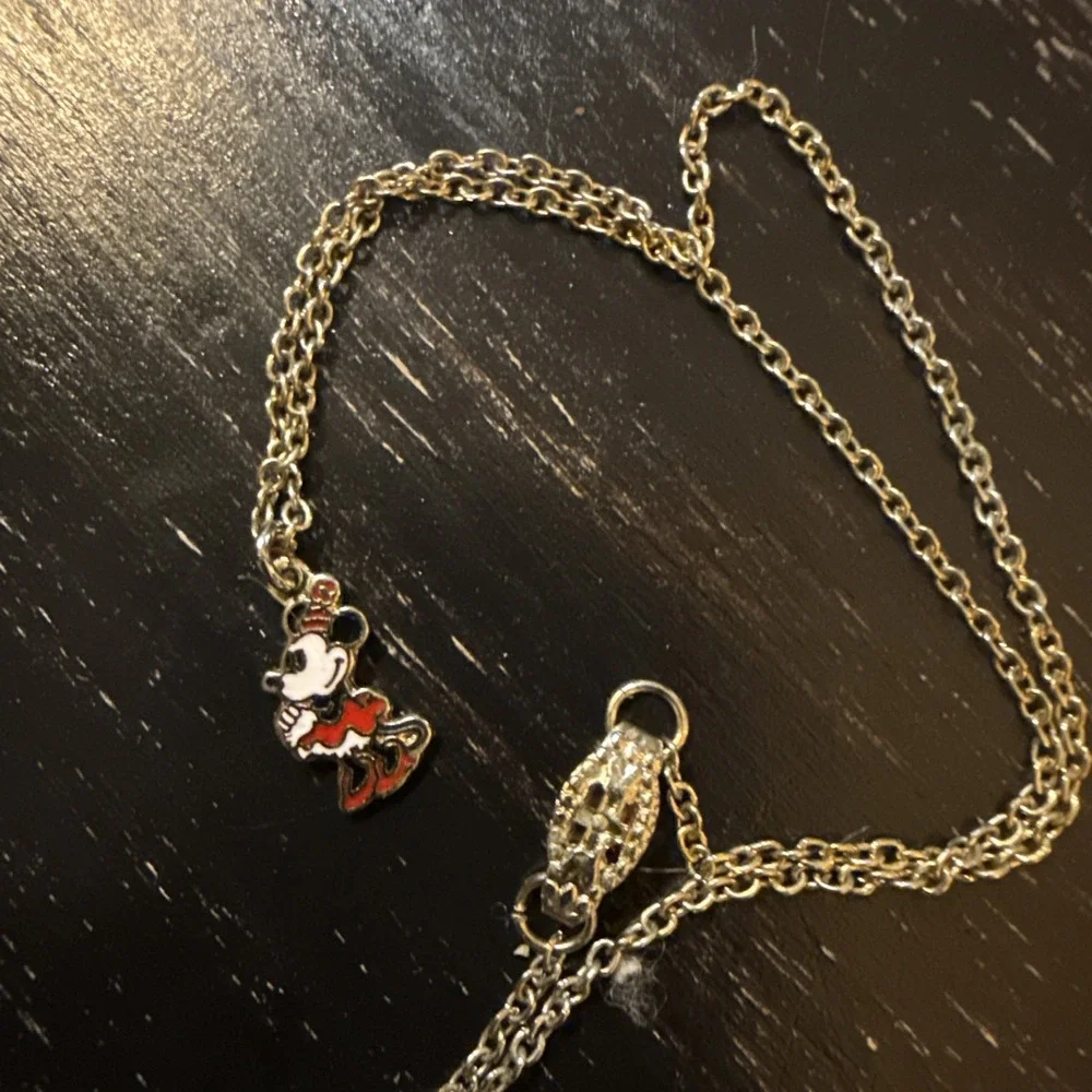 VINTAGE MINNIE MOUSE CHILDS NECKLACE WALT DISNEY JEWELERY NECK CHAIN PENDANT